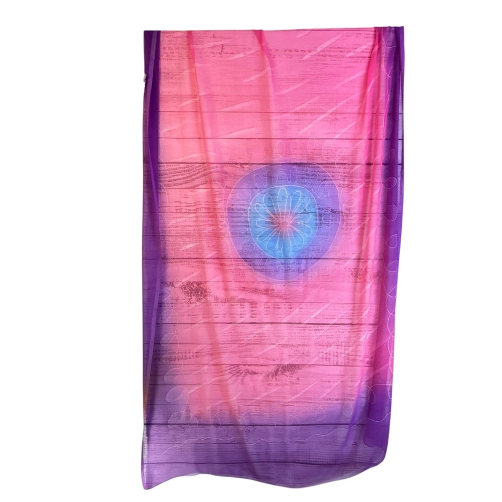Vintage Scarf Shawl India Boutique Purple Pink Mandala Wrap Large Sheer Ombre